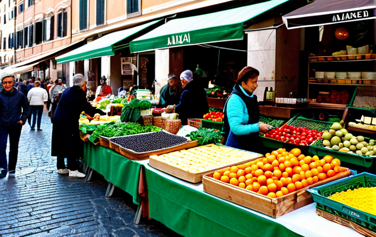 도시 식량 정의 활동의 경제적 이점 - Urban Farmer's Market**

"A vibrant farmer's market in a bustling piazza in Rome, Italy. Vendors are...